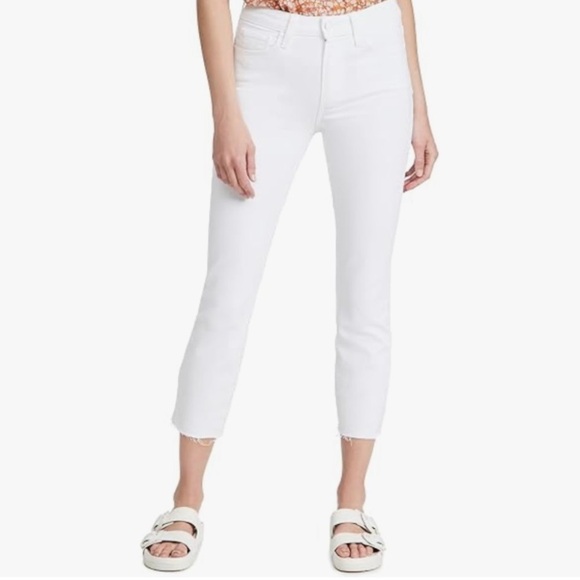 PAIGE Denim - PAIGE Women's Cindy Crop Jeans White Skinny Jeans | Frayed Hem casual size 26